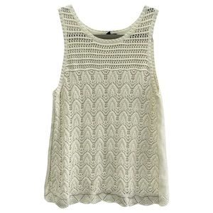 American Eagle Women’s Cream Crochet‎ Knit Sleeveless Sweater Tank   Sz S